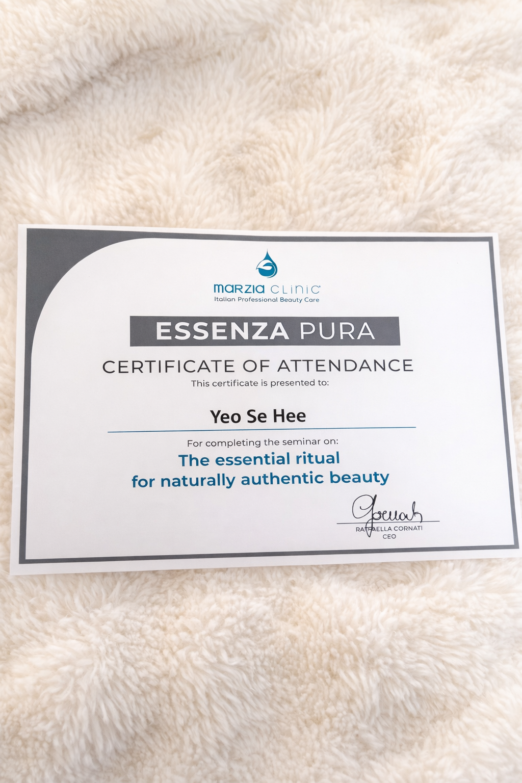 Essenza Pura Certificate